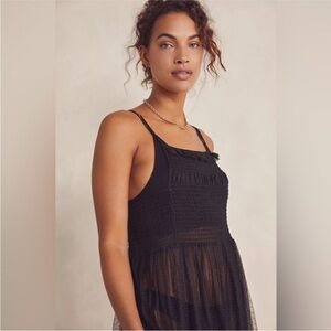 Free People Intimately Black Can’t Stop Wont Stop Mesh Slip Dress